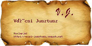 Vécsi Jusztusz névjegykártya